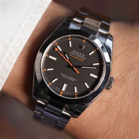 rolex milgauss black dial anniversary model|rolex milgauss black price.